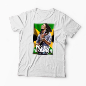 Tricou Personalizat Positive Vibration Bob Marley - Bărbați-Alb