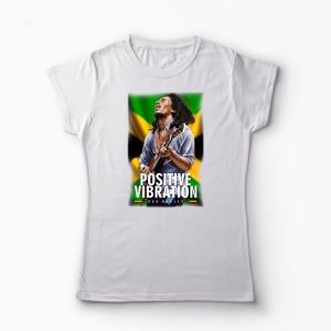 Tricou Personalizat Positive Vibration Bob Marley - Femei-Alb