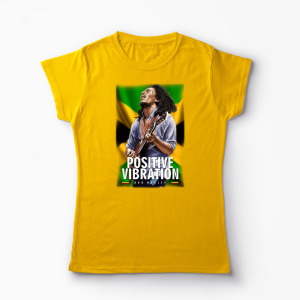 Tricou Personalizat Positive Vibration Bob Marley - Femei-Galben