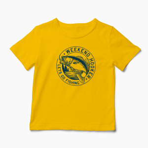 Tricou Personalizat Să Mergem La Pescuit-Weekend Hooker - Copii-Galben