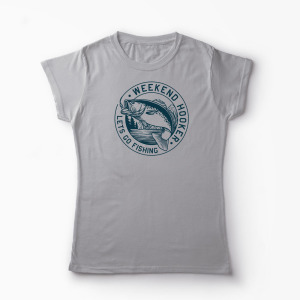 Tricou Personalizat Să Mergem La Pescuit-Weekend Hooker - Femei-Gri
