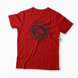 Tricou Personalizat Să Mergem La Pescuit-Weekend Hooker - Bărbați-Roșu