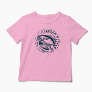 Tricou Personalizat Să Mergem La Pescuit-Weekend Hooker - Copii-Roz