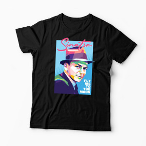 Tricou Personalizat Sinatra - Fly Me To The Moon - Bărbați-Negru