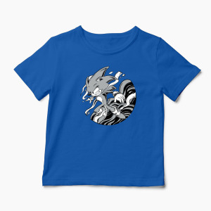 Tricou Personalizat Sonic Monochrome - Copii-Albastru Regal
