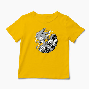 Tricou Personalizat Sonic Monochrome - Copii-Galben