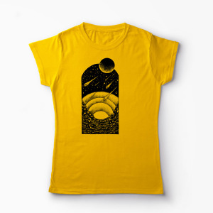 Tricou Personalizat Spațiu Univers Asteroizi - Femei-Galben