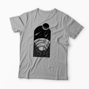 Tricou Personalizat Spațiu Univers Asteroizi - Bărbați-Gri