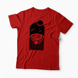 Tricou Personalizat Spațiu Univers Asteroizi - Bărbați-Roșu