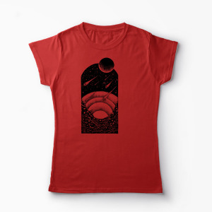 Tricou Personalizat Spațiu Univers Asteroizi - Femei-Roșu