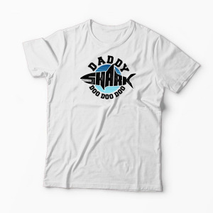 Tricou Personalizat Tată Rechin Do Do Do - Bărbați-Alb