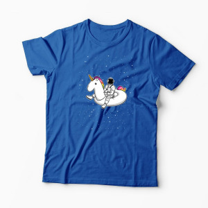Tricou Personalizat Unicorn Plutitor cu Astronaut - Bărbați-Albastru Regal