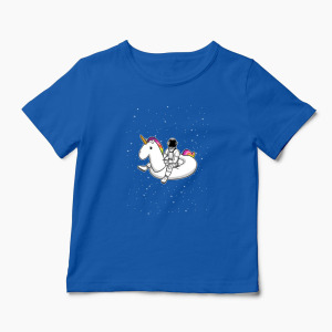 Tricou Personalizat Unicorn Plutitor cu Astronaut - Copii-Albastru Regal