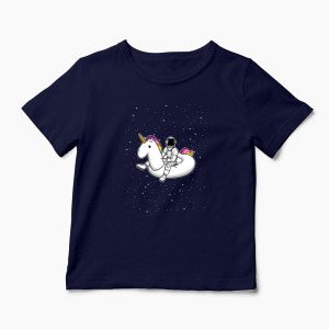 Tricou Personalizat Unicorn Plutitor cu Astronaut - Copii-Bleumarin