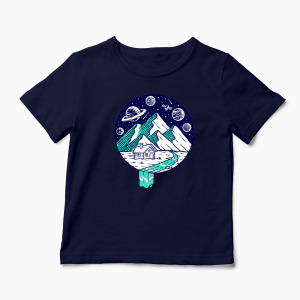 Tricou Personalizat Vedere Munte Noapte Planete Stele - Copii-Bleumarin