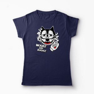 Tricou Personalizat Wake And Bake High - Femei-Bleumarin