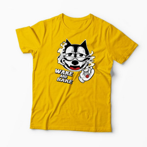 Tricou Personalizat Wake And Bake High - Bărbați-Galben