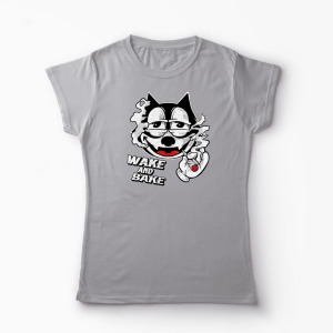 Tricou Personalizat Wake And Bake High - Femei-Gri