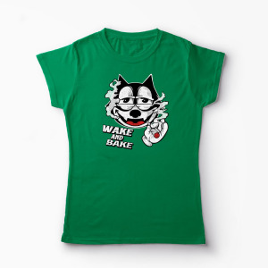 Tricou Personalizat Wake And Bake High - Femei-Verde
