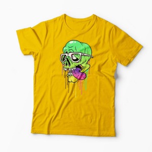 Tricou Personalizat Craniu Colorat  - Bărbați-Galben