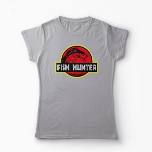 Tricou Pescar - Vânător de Pești - Femei-Gri