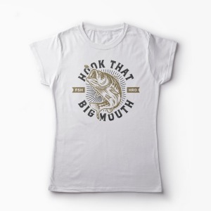 Tricou Pescuit - Hook That Big Mouth - Femei-Alb