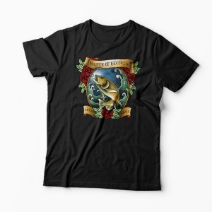 Tricou Pescuit - Vânător de Recorduri - Bărbați-Negru
