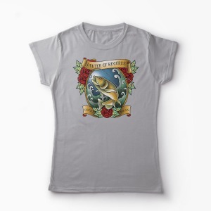 Tricou Pescuit - Vânător de Recorduri - Femei-Gri
