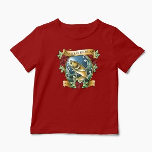 Tricou Pescuit - Vânător de Recorduri - Copii-Roșu