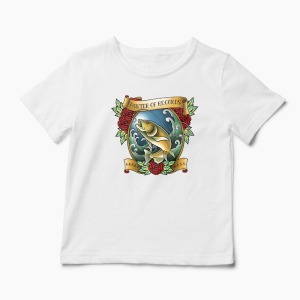 Tricou Pescuit - Vânător de Recorduri - Copii-Alb