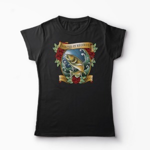 Tricou Pescuit - Vânător de Recorduri - Femei-Negru