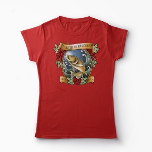 Tricou Pescuit - Vânător de Recorduri - Femei-Roșu