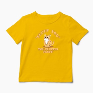 Tricou Pisică Fluff You - Copii-Galben