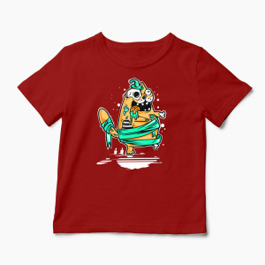 Tricou Pisică Zombi - Copii-Roșu