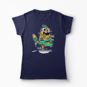 Tricou Pisică Zombi - Femei-Bleumarin