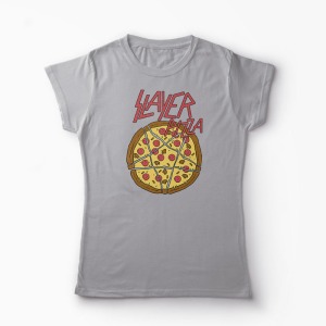 Tricou Pizza Slayer - Femei-Gri