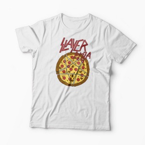 Tricou Pizza Slayer - Bărbați-Alb