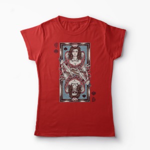 Tricou Queen Of Spades Card - Femei-Roșu