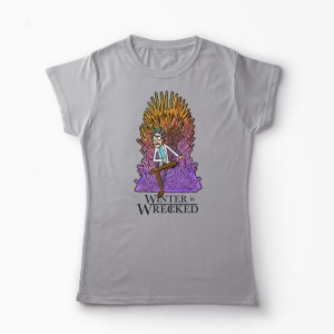 Tricou Rick Sanchez Winter is Wrecked - Femei-Gri