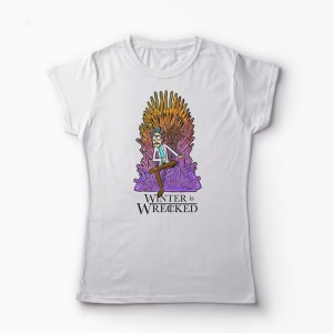 Tricou Rick Sanchez Winter is Wrecked - Femei-Alb