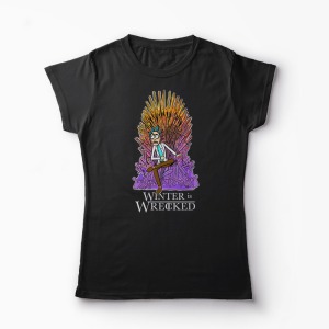 Tricou Rick Sanchez Winter is Wrecked - Femei-Negru