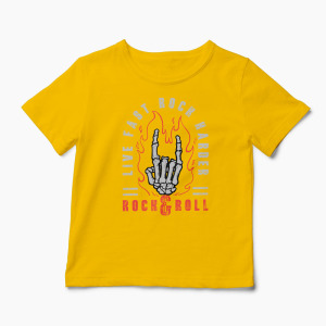 Tricou Rock & Roll Live Fast Rock Harder - Copii-Galben