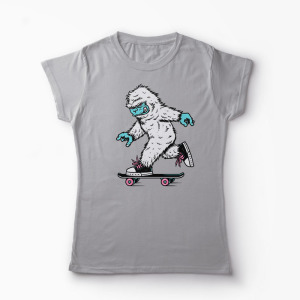Tricou Skateboarding Yeti - Femei-Gri