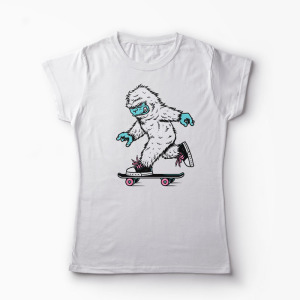 Tricou Skateboarding Yeti - Femei-Alb