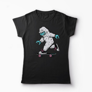 Tricou Skateboarding Yeti - Femei-Negru