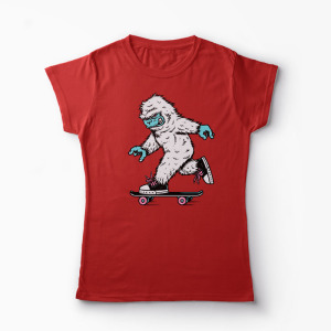 Tricou Skateboarding Yeti - Femei-Roșu