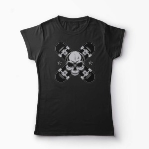 Tricou Skater Skull - Femei-Negru