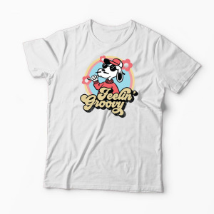 Tricou Snoopy Feelin Groovy Retro - Bărbați-Alb
