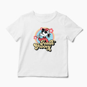 Tricou Snoopy Feelin Groovy Retro - Copii-Alb