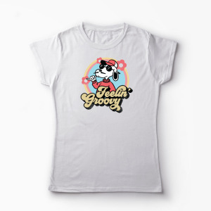 Tricou Snoopy Feelin Groovy Retro - Femei-Alb